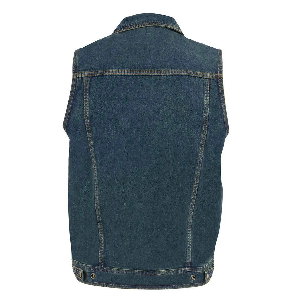 Milwaukee Leather DM1331 Men's Blue Denim Motorcycle Biker Riders Vest w/ Shirt Style Collar