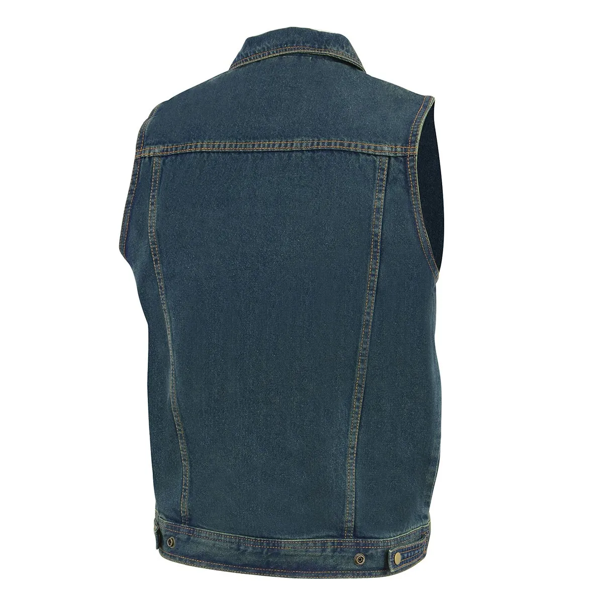 Milwaukee Leather DM1331 Men's Blue Denim Motorcycle Biker Riders Vest w/ Shirt Style Collar