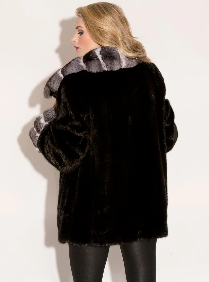 Mink Fur Jacket with Chinchilla Fur Collar and Cuffs