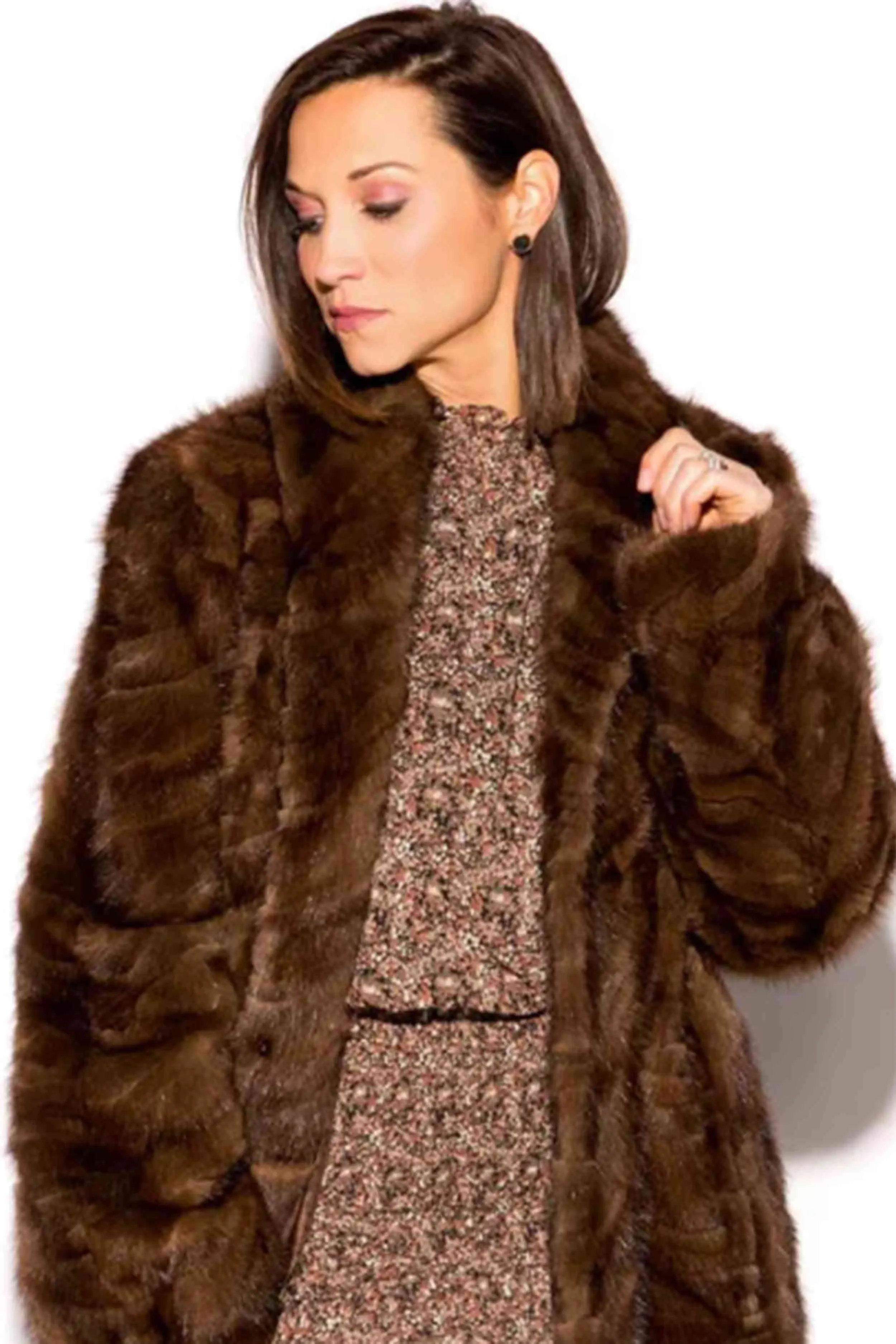 Mink Fur Jacket with Shawl Collar & Bracelet Cuffs