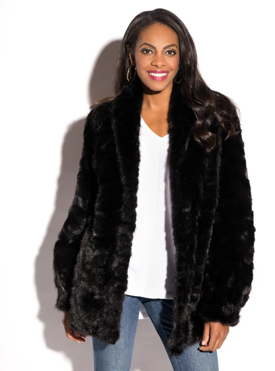 Mink Fur Jacket with Shawl Collar & Bracelet Cuffs