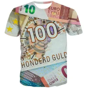 Money T-shirt Men Harajuku T-shirts 3d Netherlands T shirts Funny Metal Tshirt Printed Gothic Tshirts Casual Short Sleeve