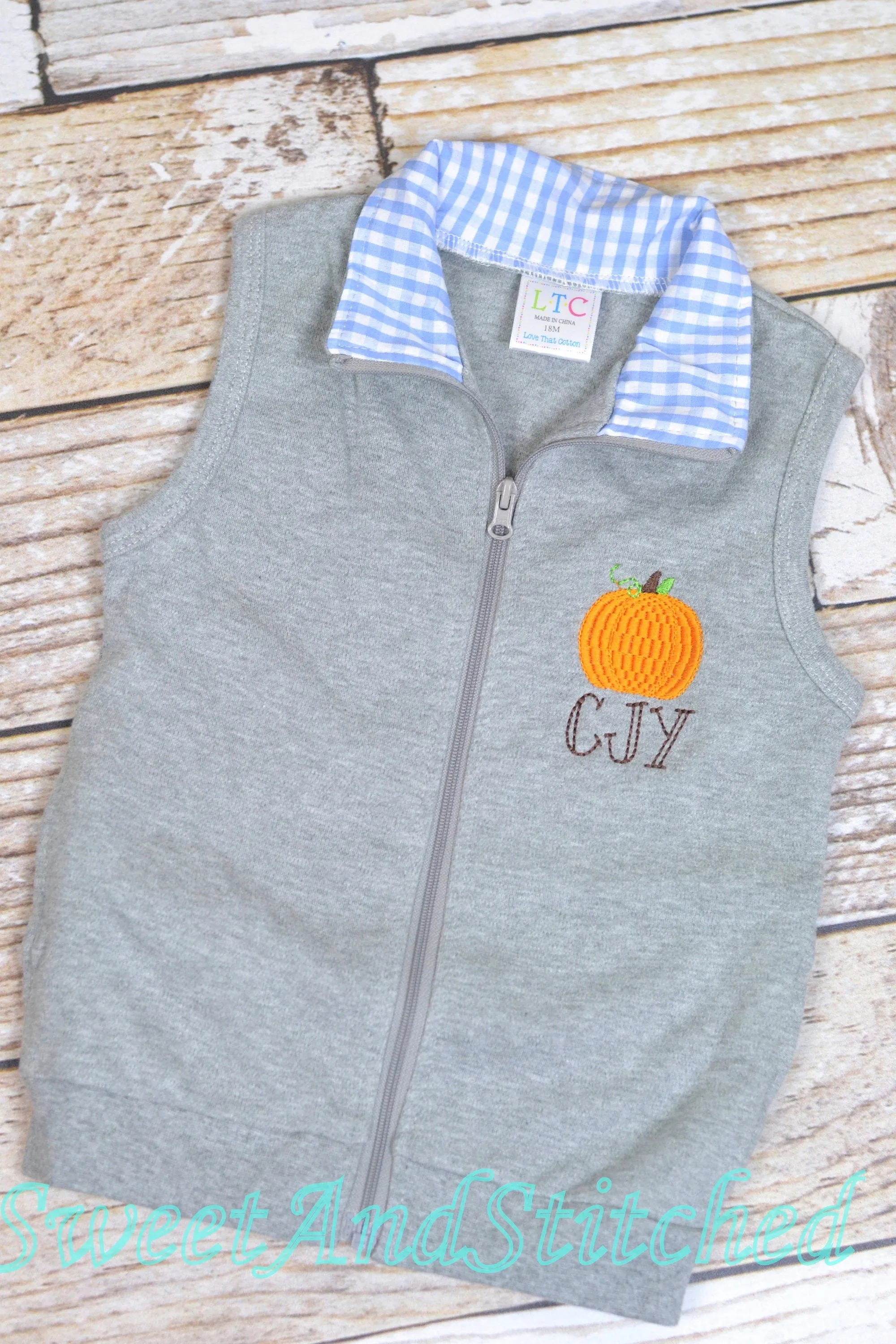 Monogrammed Boys pumpkin outfit, boys pumpkin vest, boys fall outfit