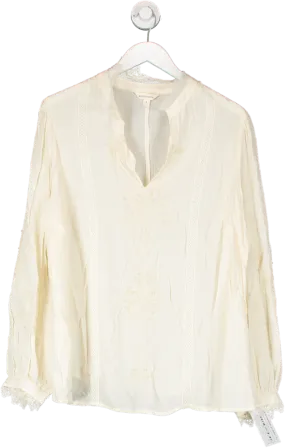 Monsoon Cream Pearl And Lace Detail Tunic UK L