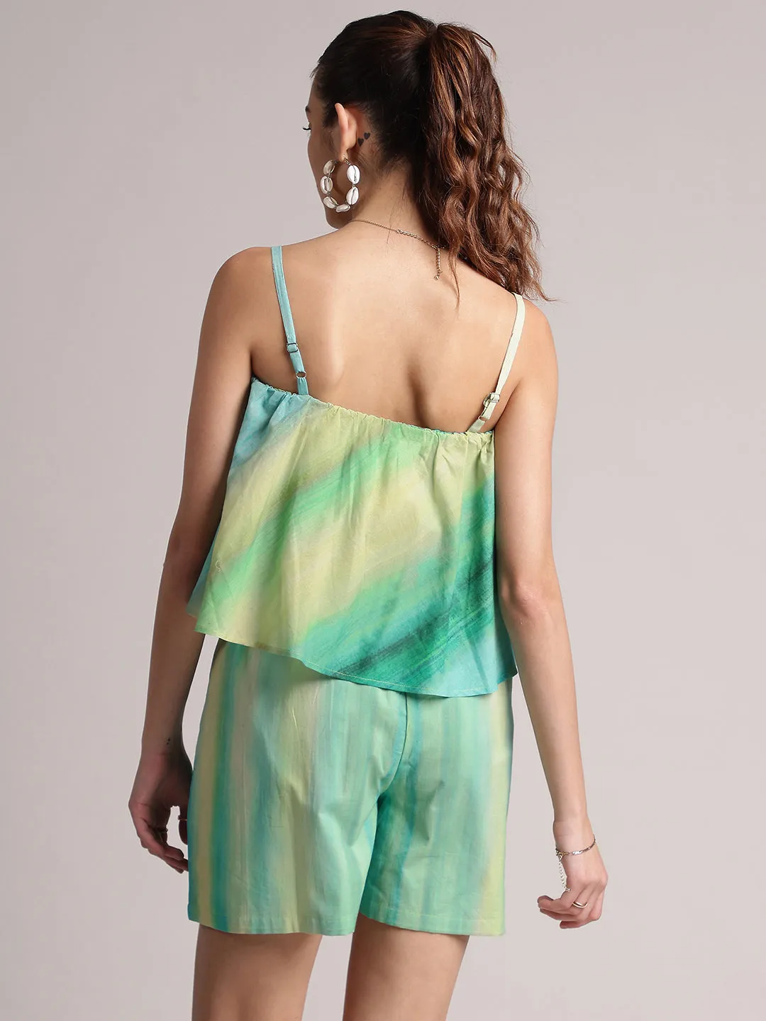 Multicolor Cotton Abstract Layered Jumpsuit