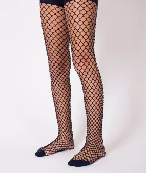 Navy Fishnet Kids Tights