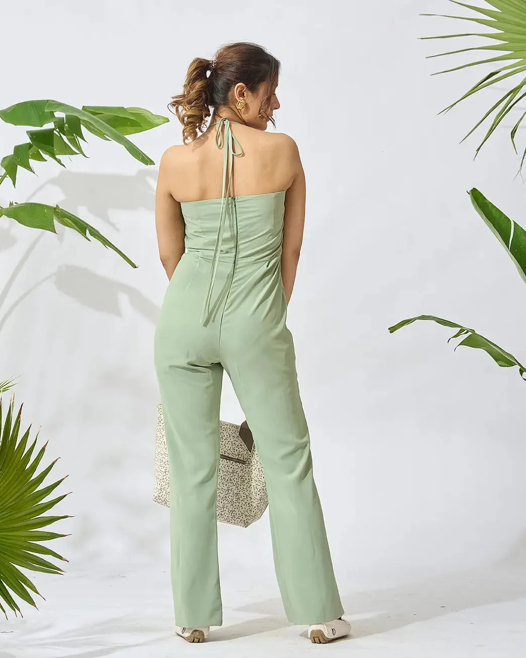 Off Shoulder Front Slit Jumpsuit