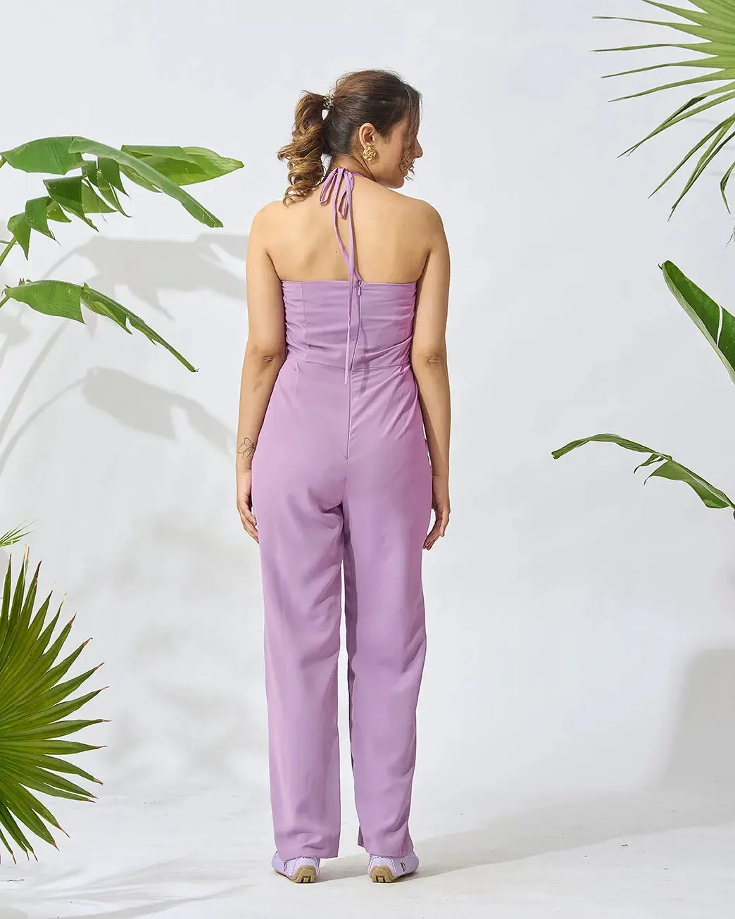 Off Shoulder Front Slit Jumpsuit