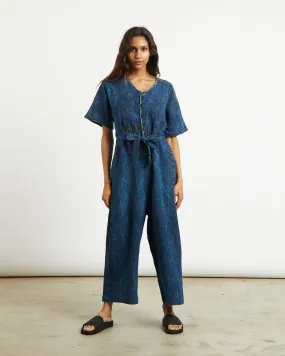 Overall in Panel Fake Jean Print