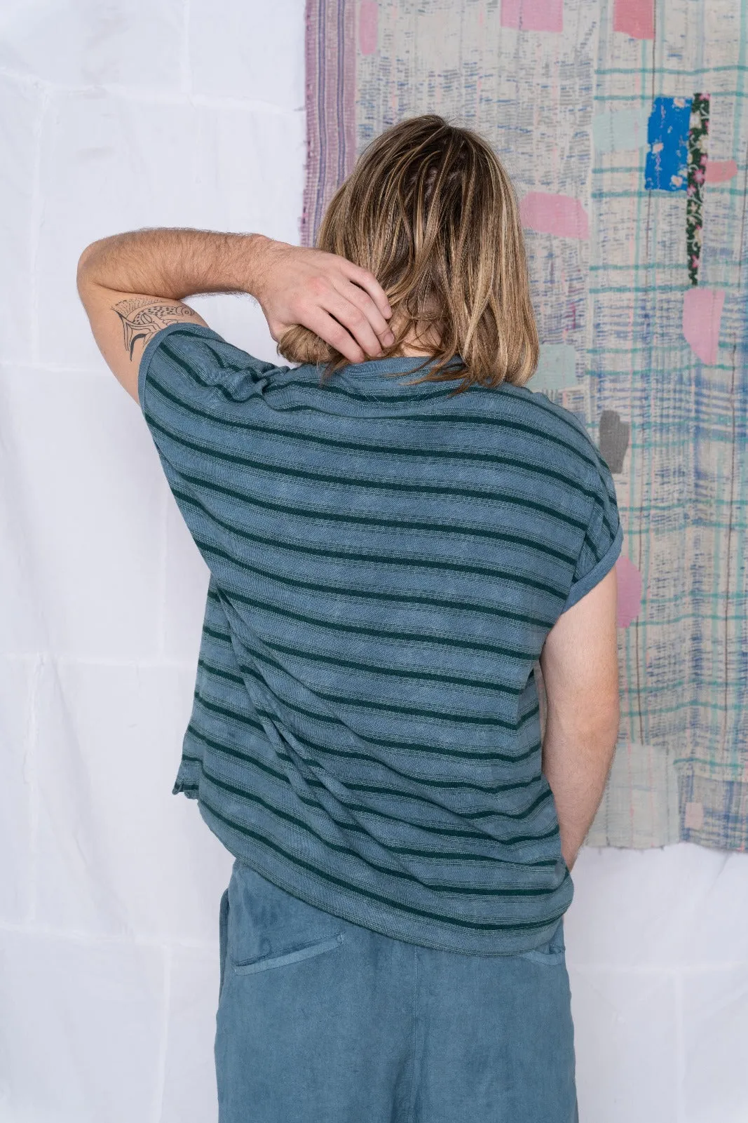 Palm Spring T. Hemp Stripes Deep Dye Teal