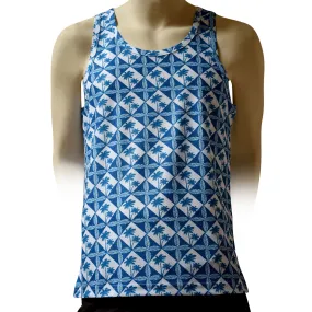 Palm Tree Motif Men's Printed Tank Top - Hawaiian All Over Pattern Lightweight Fast-Drying Casual Men Unisex Texture Tank Top