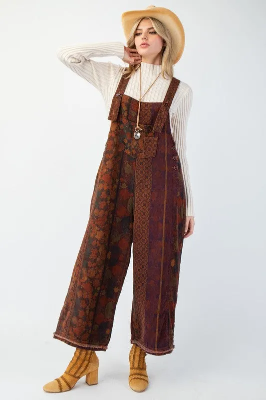 PAM PRINTED TWILL OVERSIZED JUMPSUIT PANTS