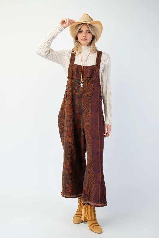 PAM PRINTED TWILL OVERSIZED JUMPSUIT PANTS