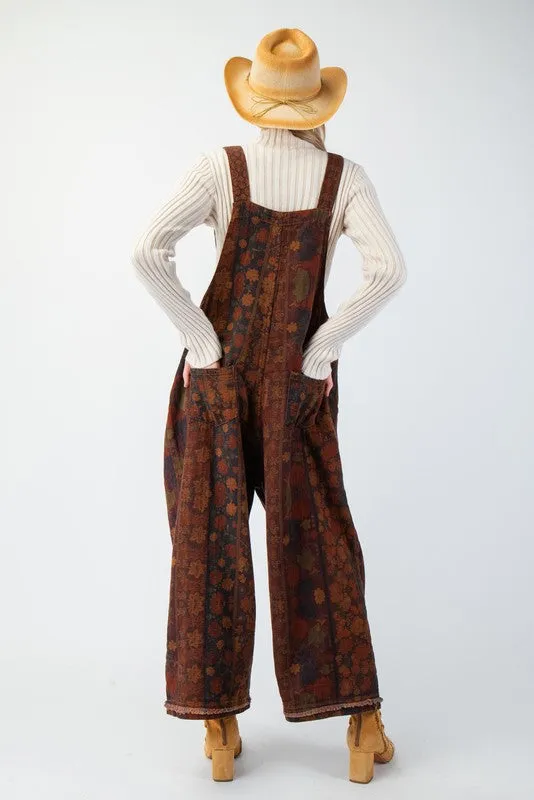 PAM PRINTED TWILL OVERSIZED JUMPSUIT PANTS