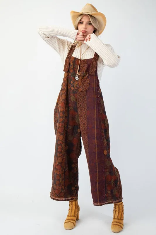 PAM PRINTED TWILL OVERSIZED JUMPSUIT PANTS