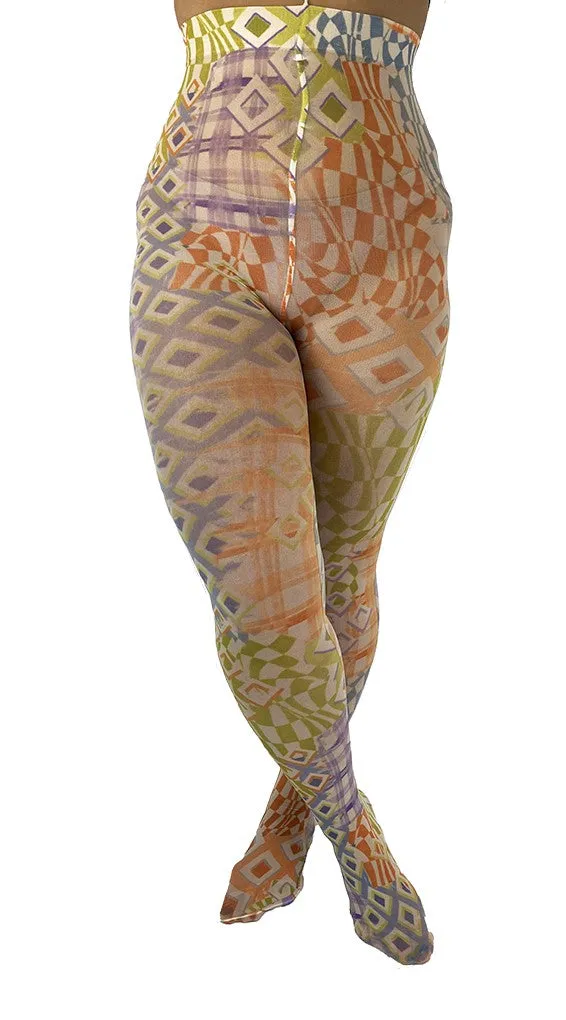 Pastel Picnic Printed Curvy Super Stretch Tights