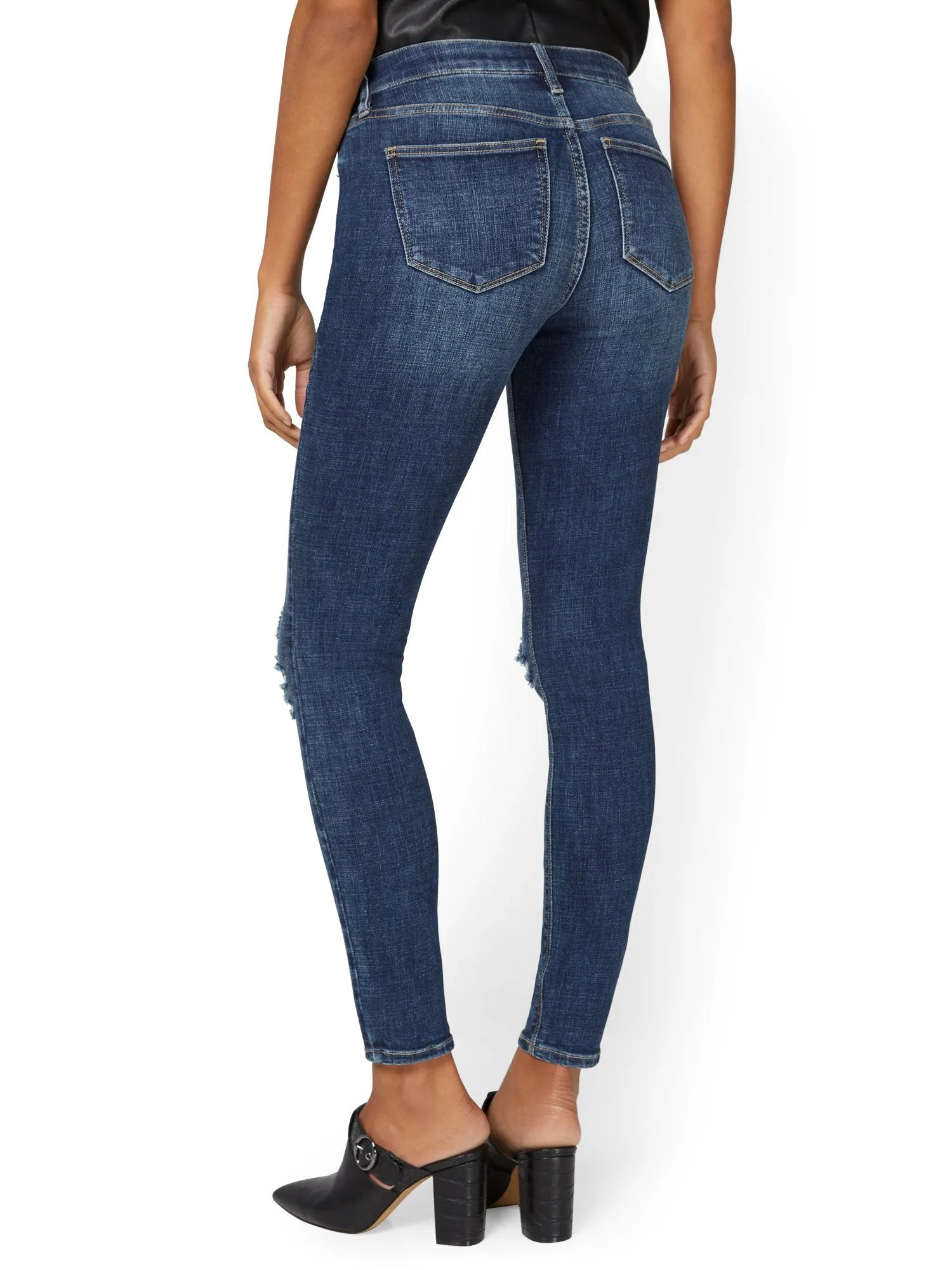 Petite Lexi Mid-Rise Super-Skinny Jeans - Dark Wash