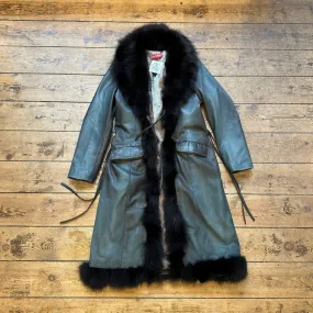 Petrol Leather & Fur Coat