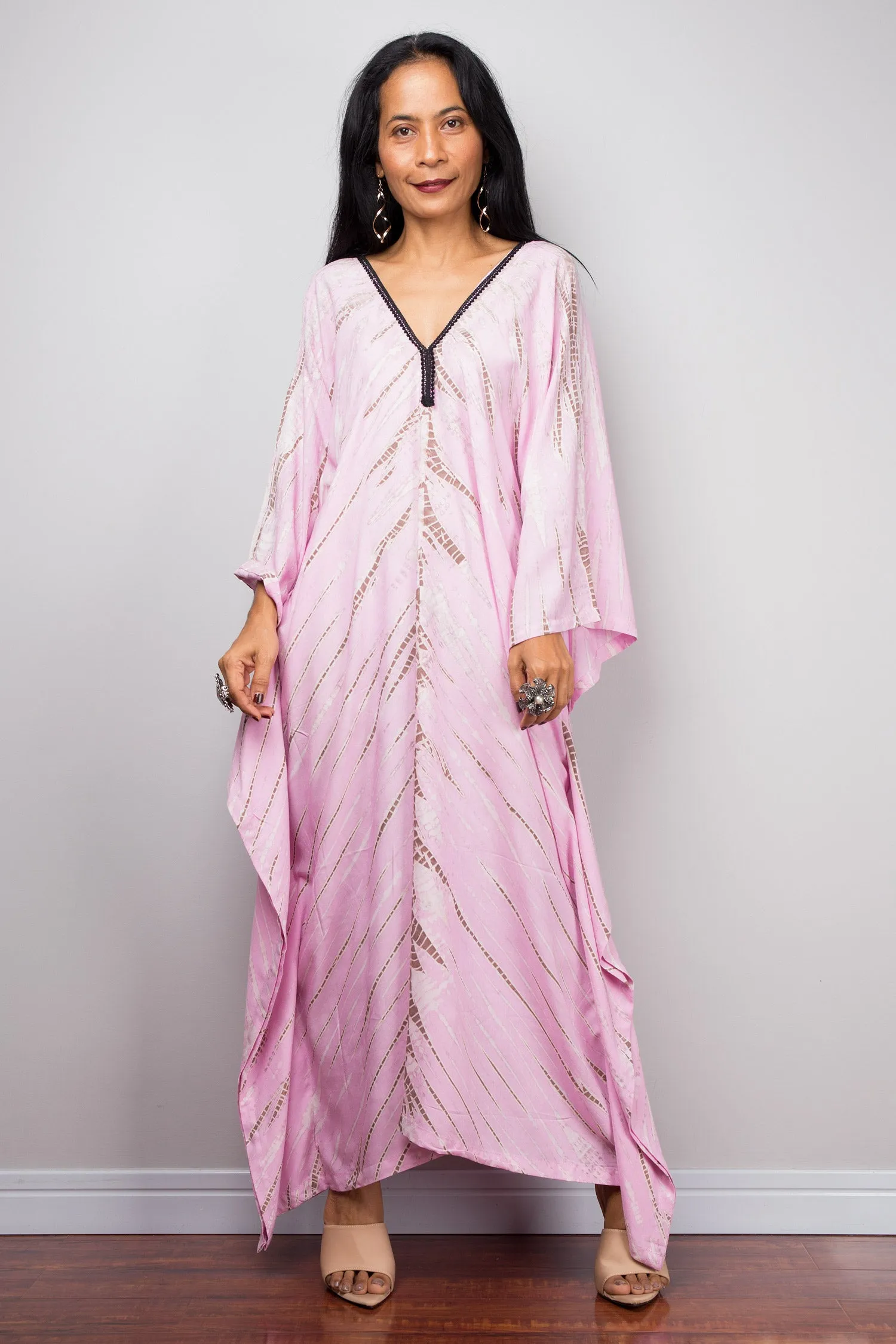 Pink Cotton kaftan, Tie dye dress, resort beachwear caftan, Summer kaftan