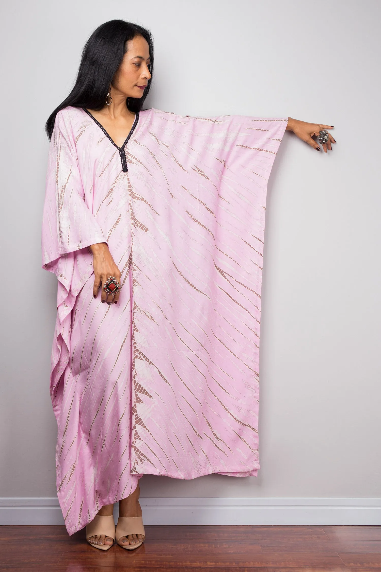 Pink Cotton kaftan, Tie dye dress, resort beachwear caftan, Summer kaftan