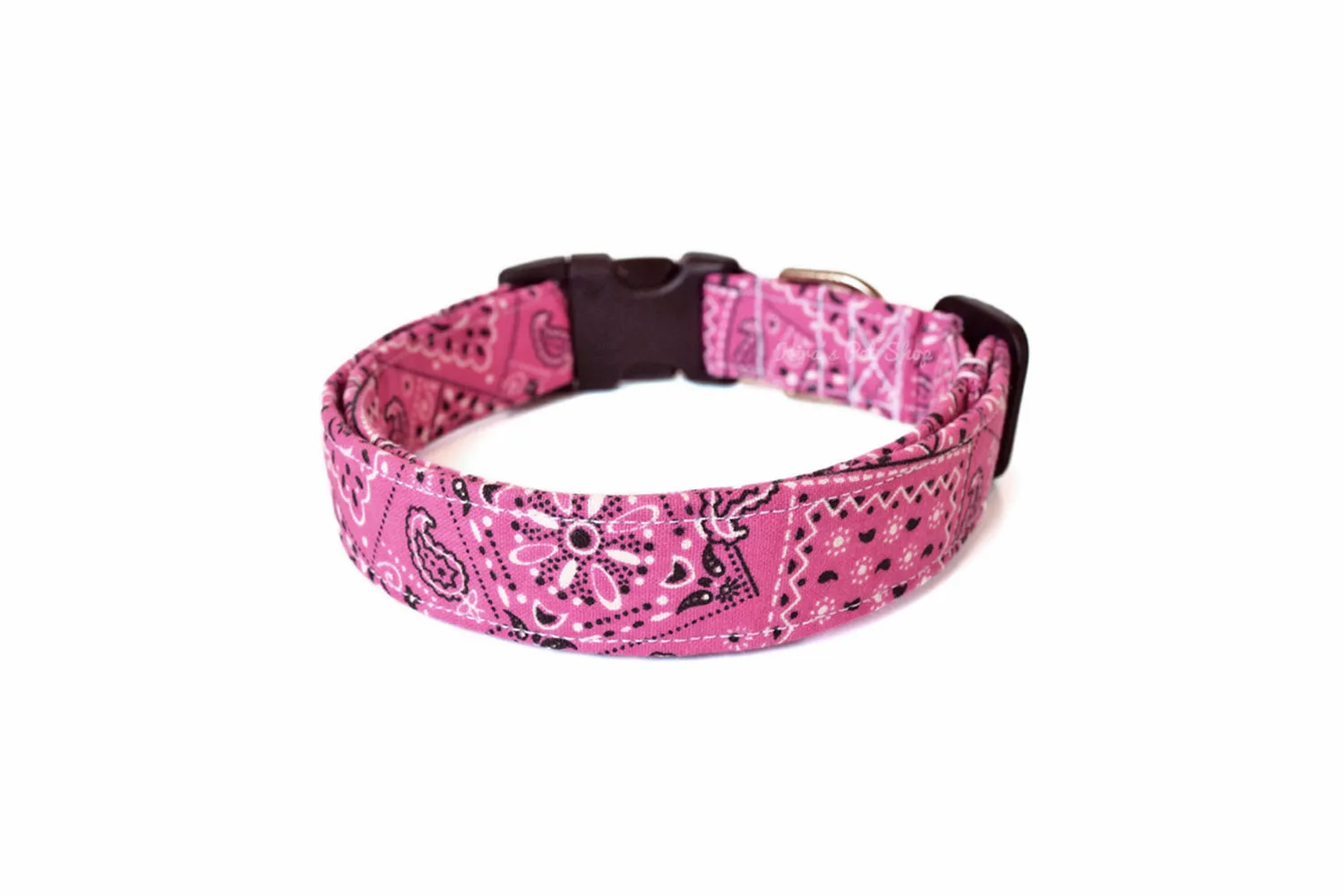 Pink Paisley Bandana Print Dog Collar