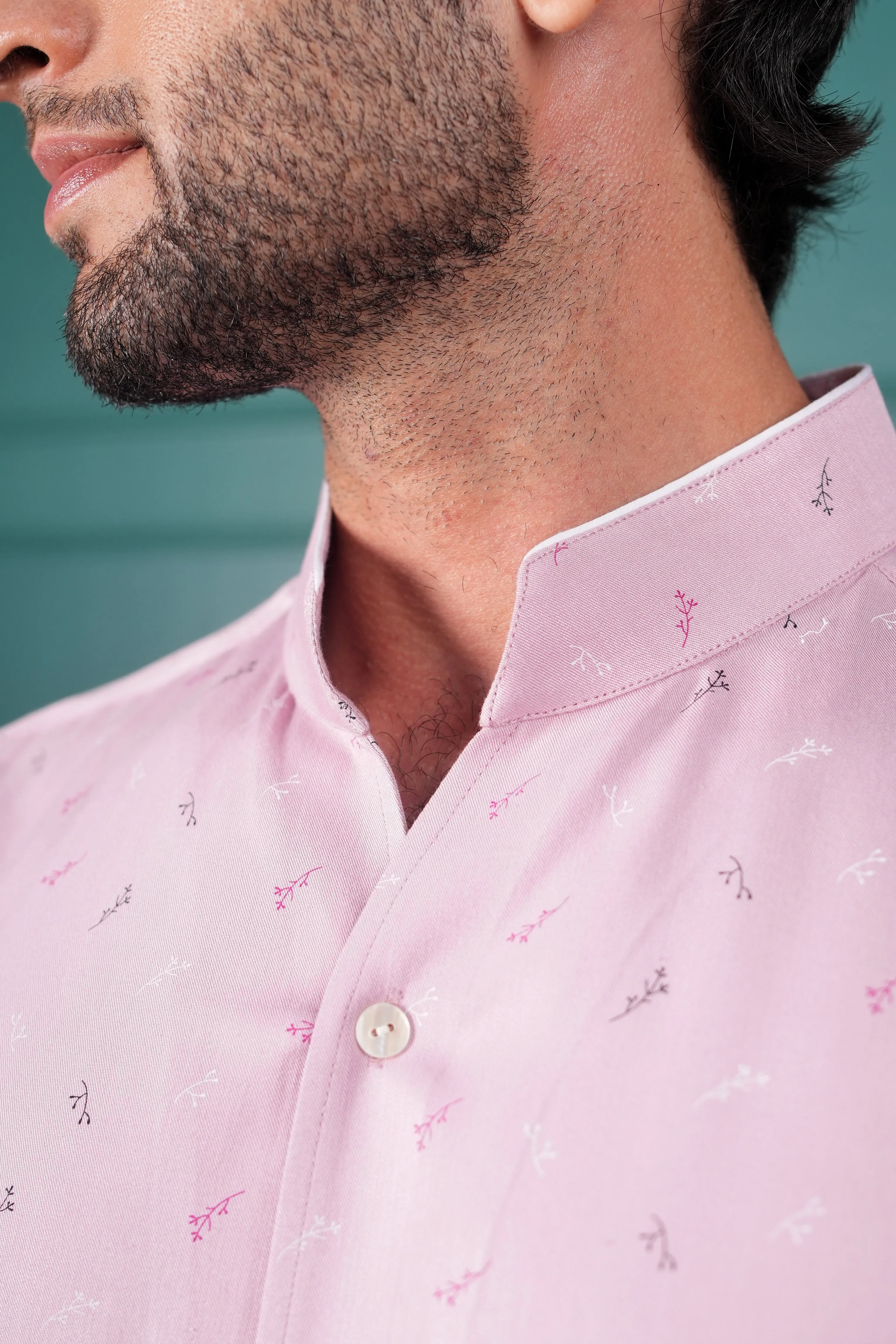 Pink Printed Cotton Shirt