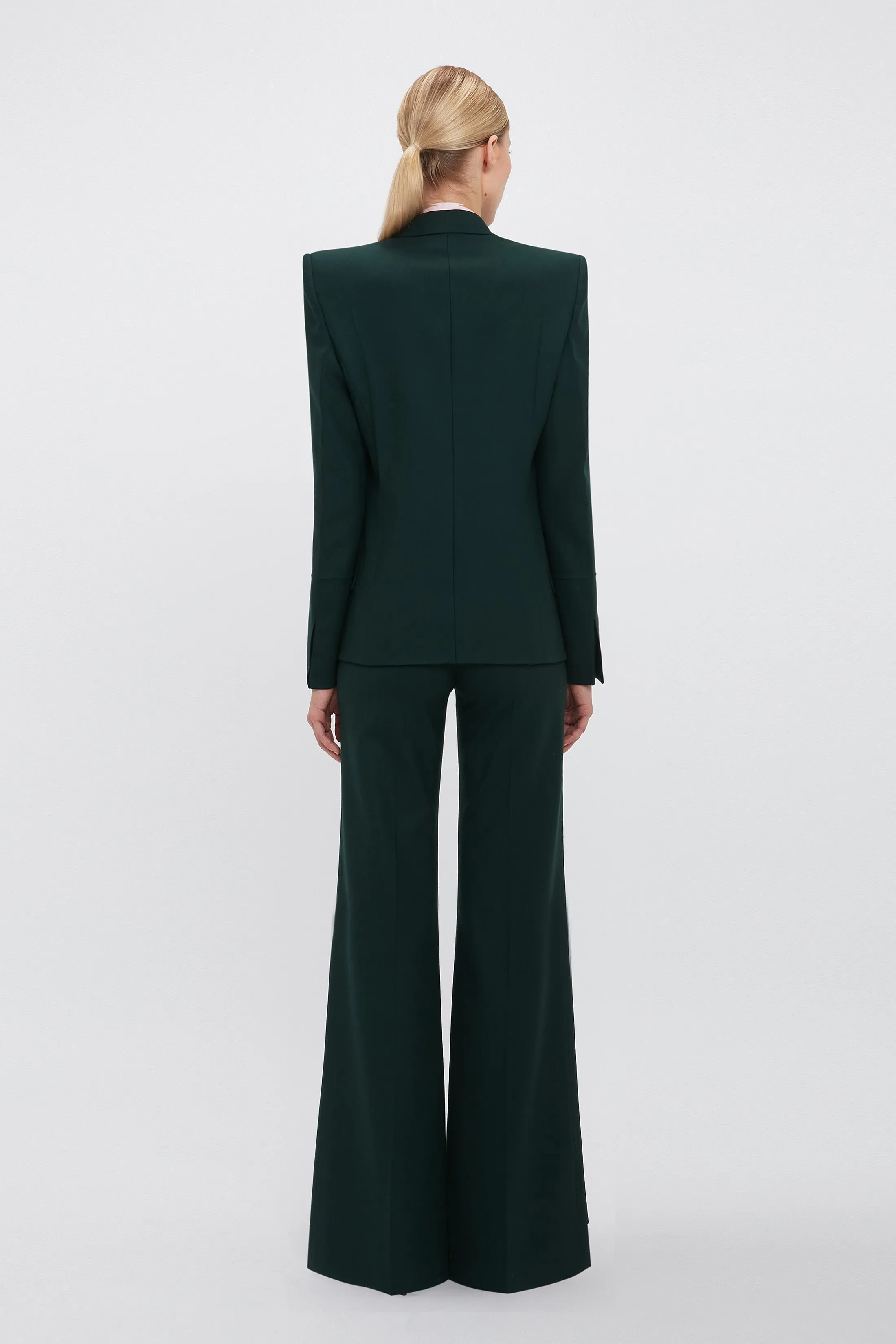 Pointed Shoulder Jacket In Seaweed