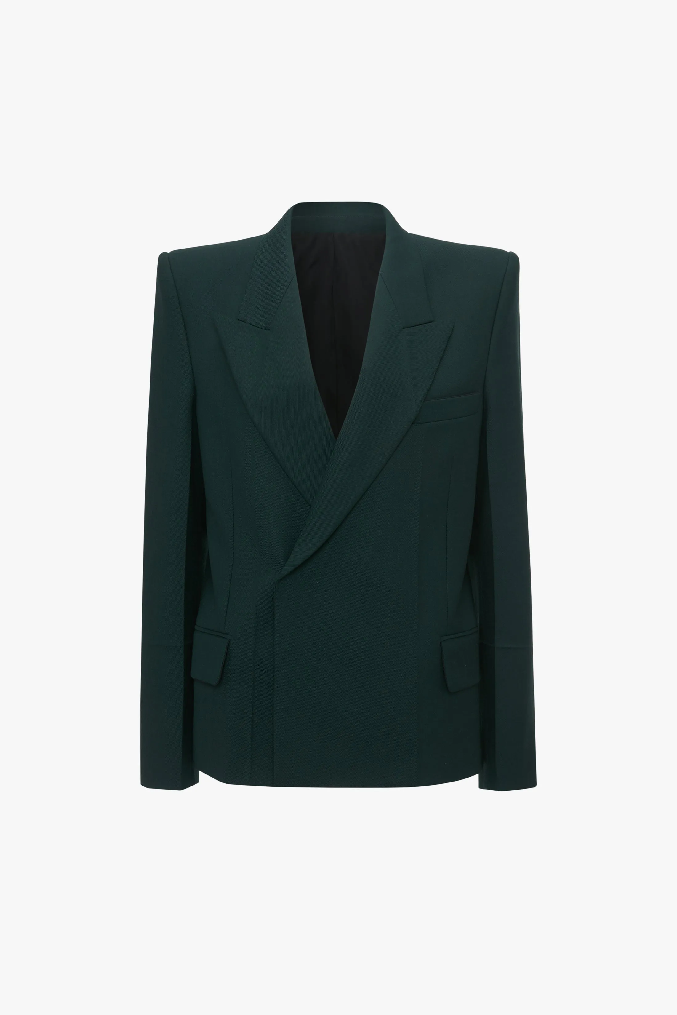 Pointed Shoulder Jacket In Seaweed