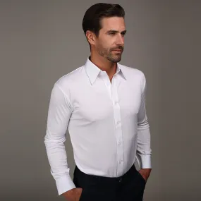 Quattro Flex Dress Shirt with English Spread Collar White