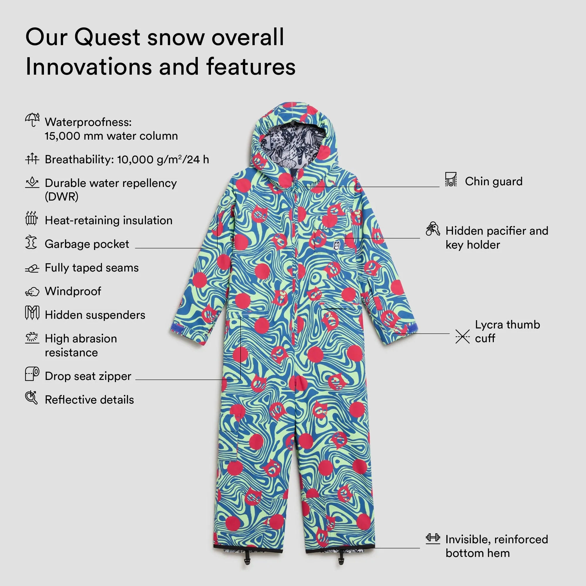 Quest snow overall "Legna polka"