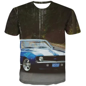 Racing Car T shirts Men Metal T-shirts Graphic City Tshirts Novelty Gray T-shirts 3d Retro T shirts Funny