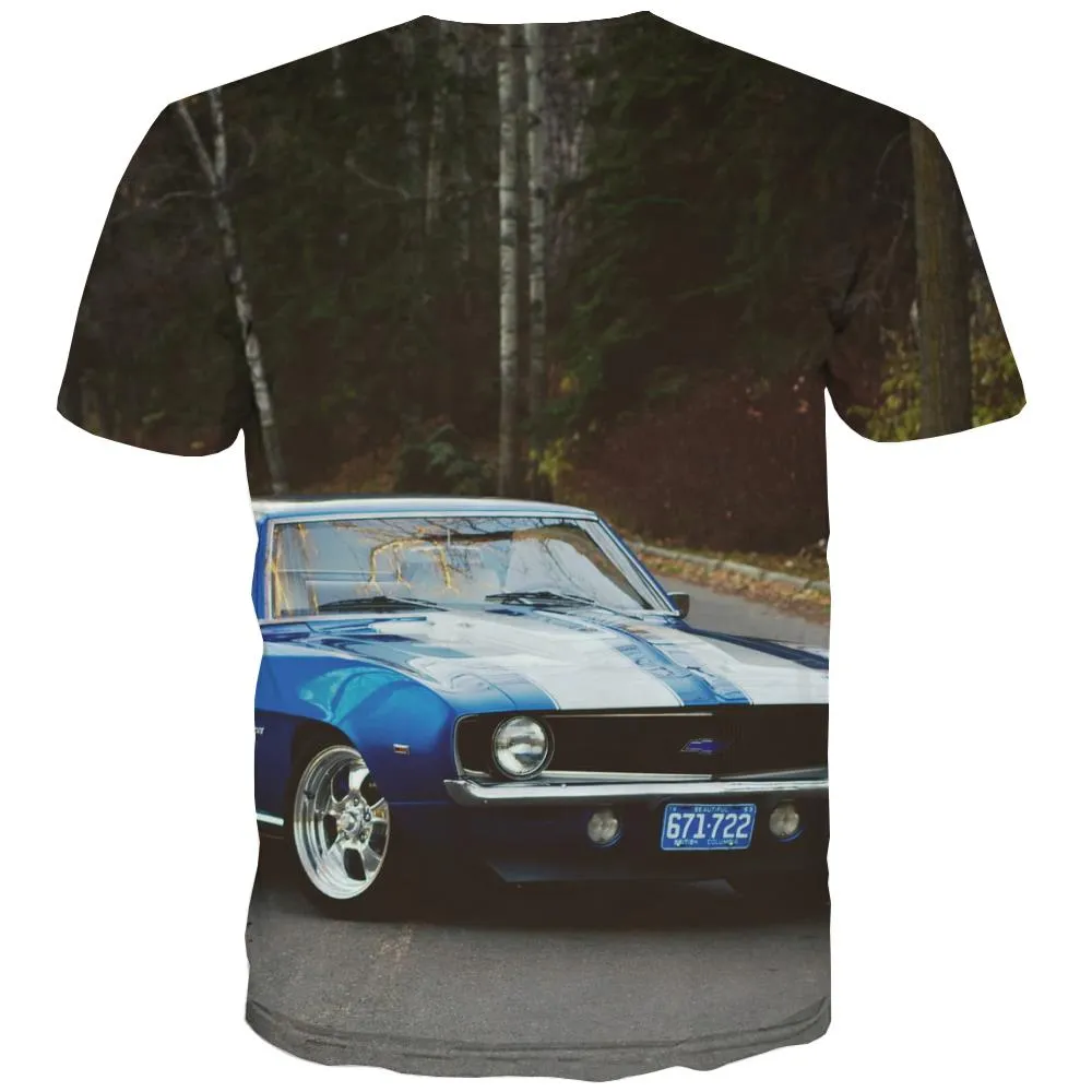 Racing Car T shirts Men Metal T-shirts Graphic City Tshirts Novelty Gray T-shirts 3d Retro T shirts Funny