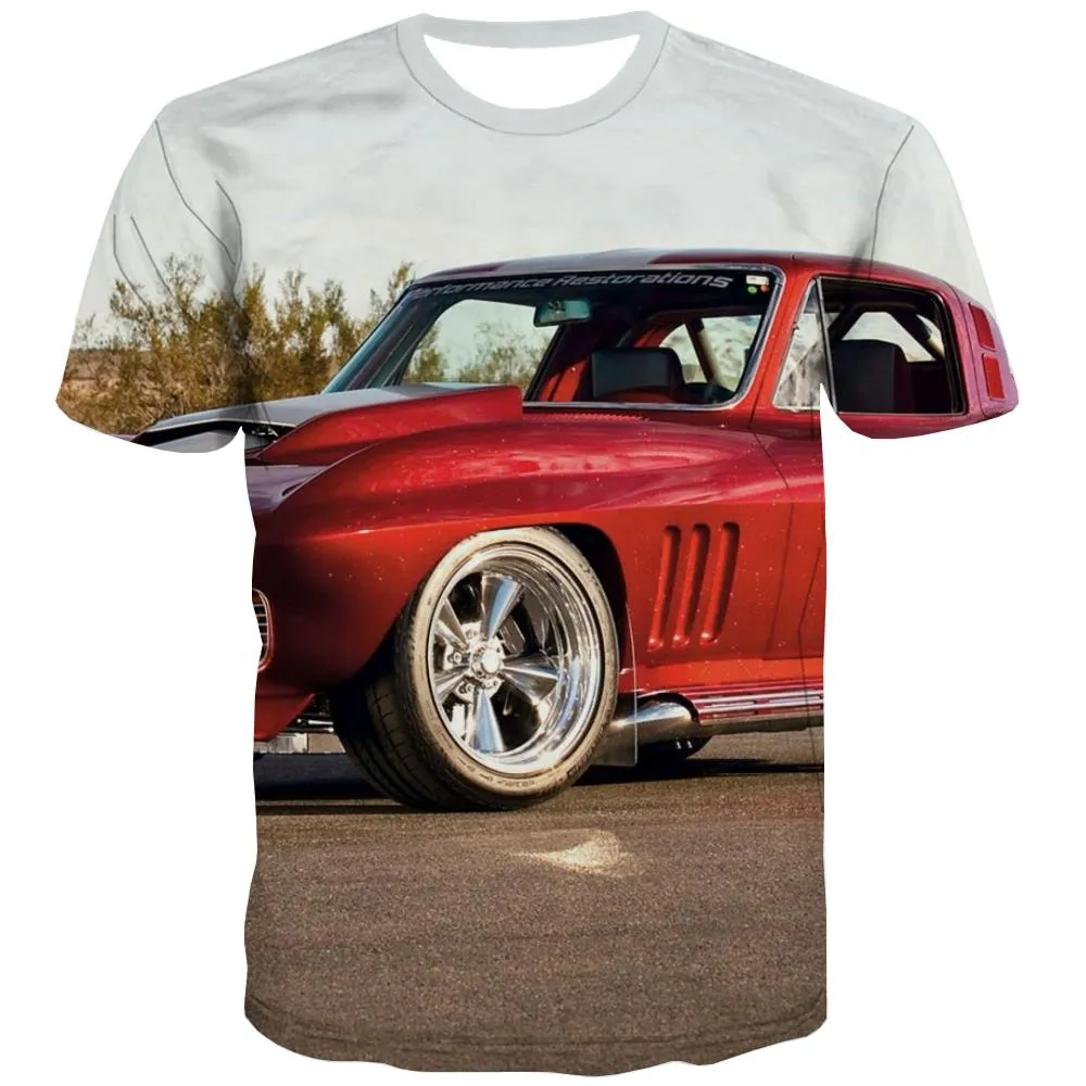 Racing Car T shirts Men Metal Tshirt Anime City Tshirts Casual Gray T-shirts Graphic Retro Shirt Print