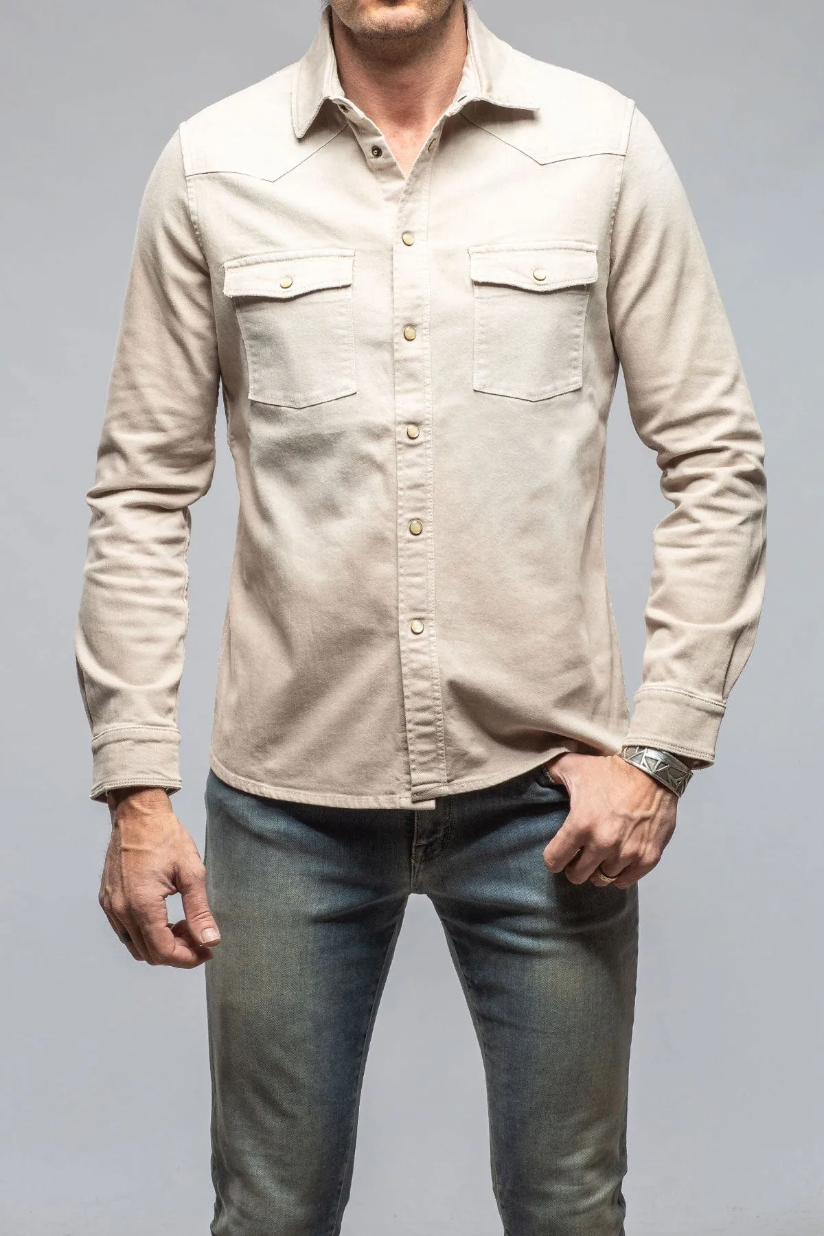 Ranger Colored Denim Snap Shirt In Ecru