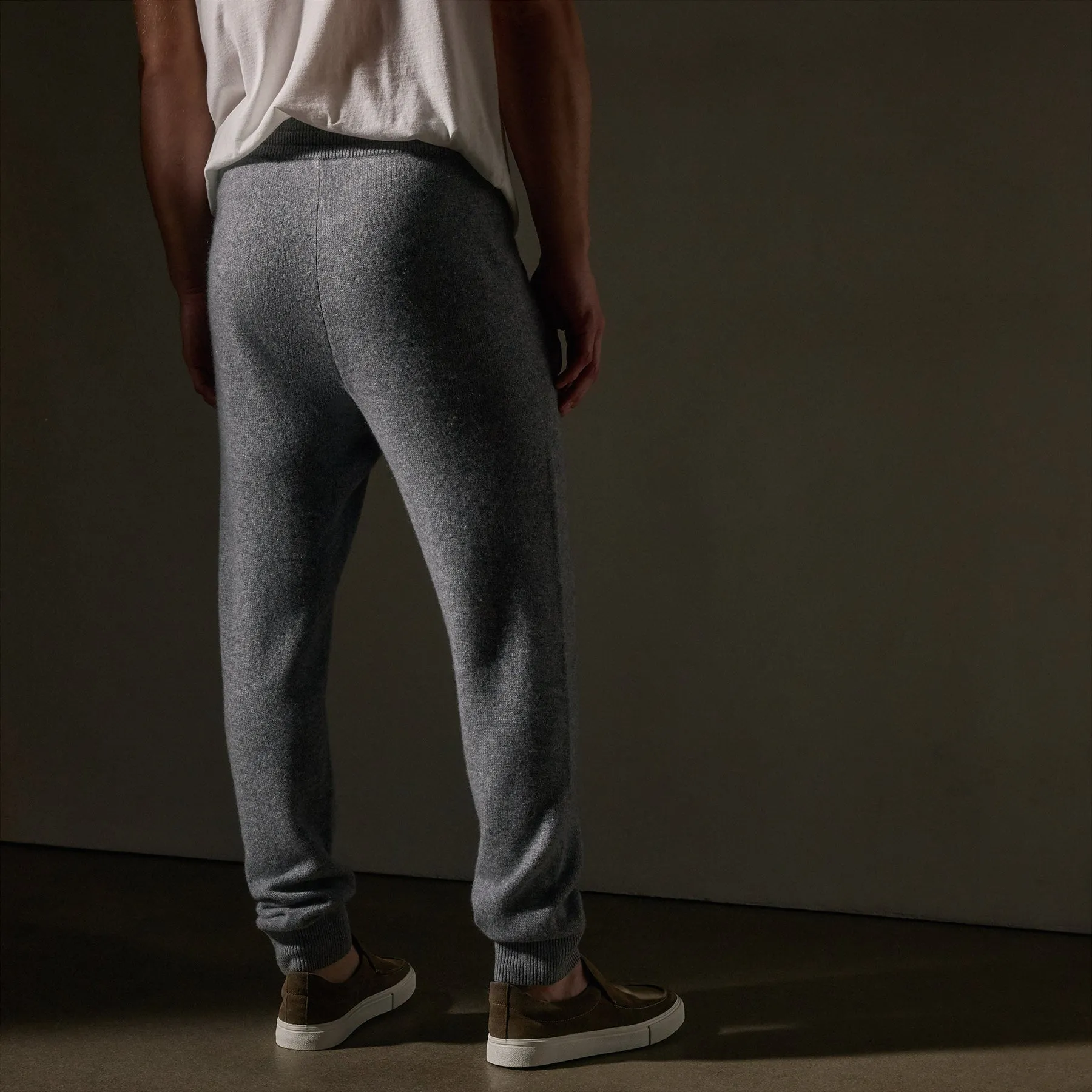 Recycled Cashmere Track Pant with Pockets - Heather Grey