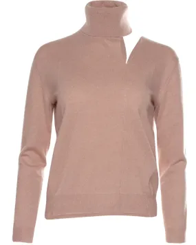 Rose Stone Cashmere Oyster Bay Cutout Turtleneck