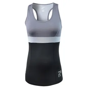 RunFlyte Women's Chakra II Tank Top - Fitted - Moisture Wicking - Charcoal/Black