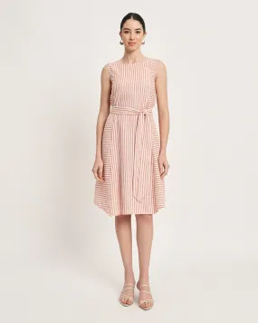 Rustic Charm Stripes A-Line Tie-Belt Dress