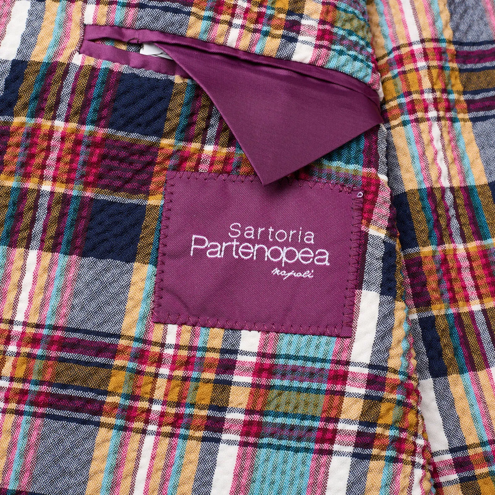 SARTORIA PARTENOPEA Madras Seersucker Summer Jacket NEW Current Model