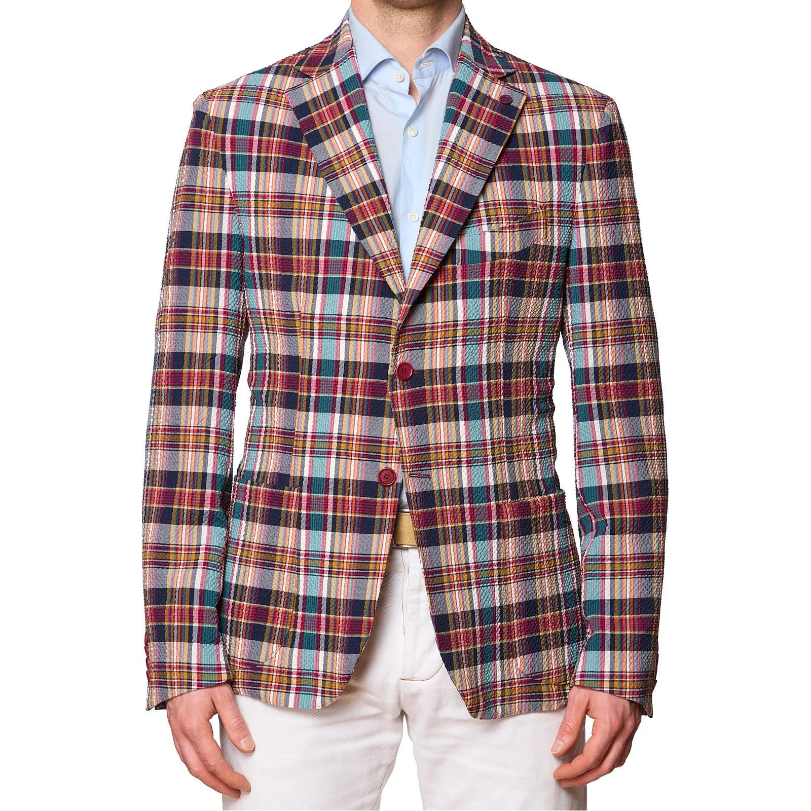 SARTORIA PARTENOPEA Madras Seersucker Summer Jacket NEW Current Model