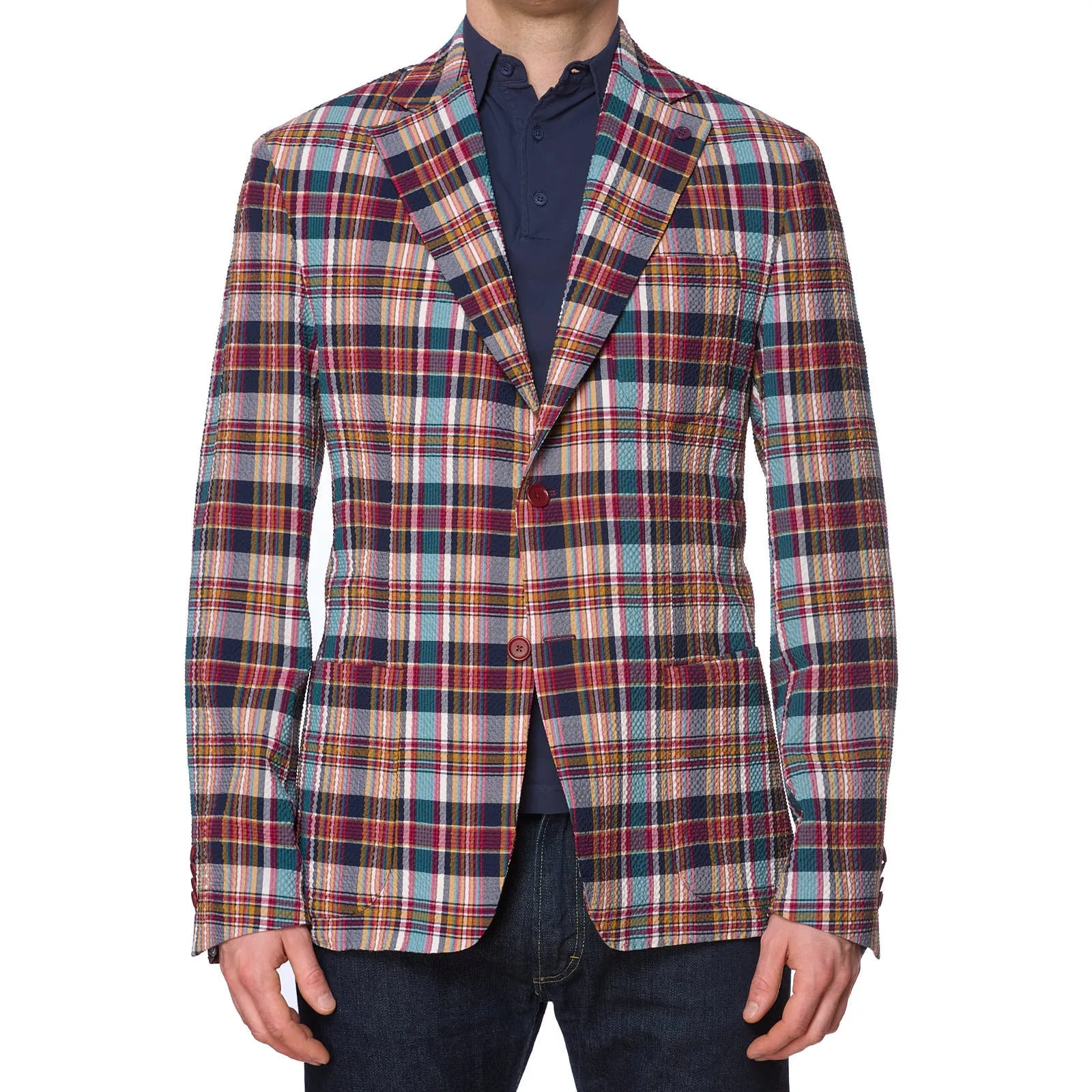 SARTORIA PARTENOPEA Madras Seersucker Summer Jacket NEW Current Model