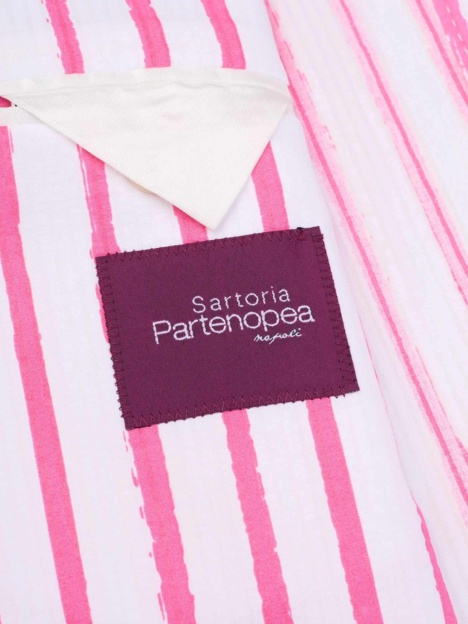 SARTORIA PARTENOPEA White-Pink Seersucker Jacket EU 52 NEW US 42 Current Model