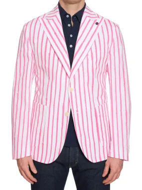 SARTORIA PARTENOPEA White-Pink Seersucker Jacket EU 52 NEW US 42 Current Model