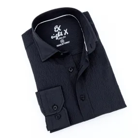 Seersucker Button Down Shirt - Black