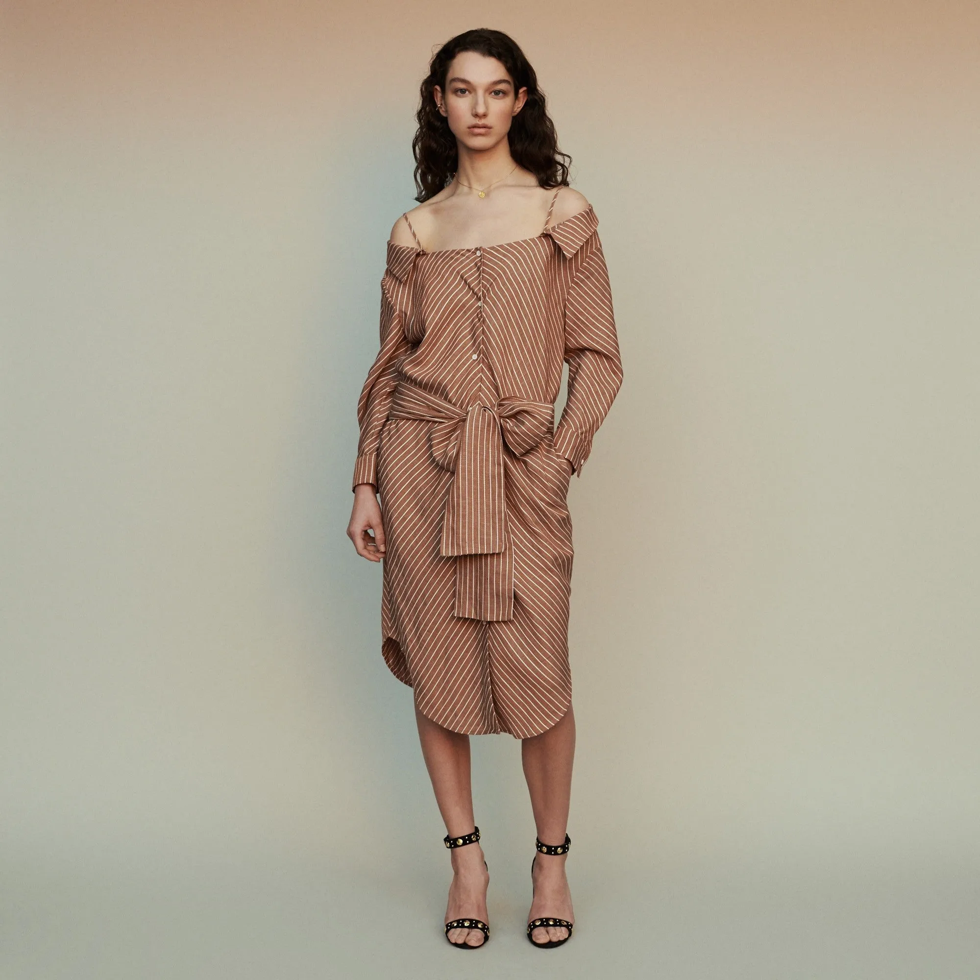 Shirt Dress With Belt - Terracota