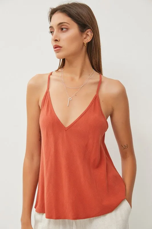 SHIRT- FLOWY V-NECK RACERBACK CAMISOLE