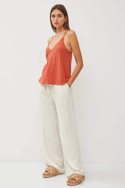 SHIRT- FLOWY V-NECK RACERBACK CAMISOLE