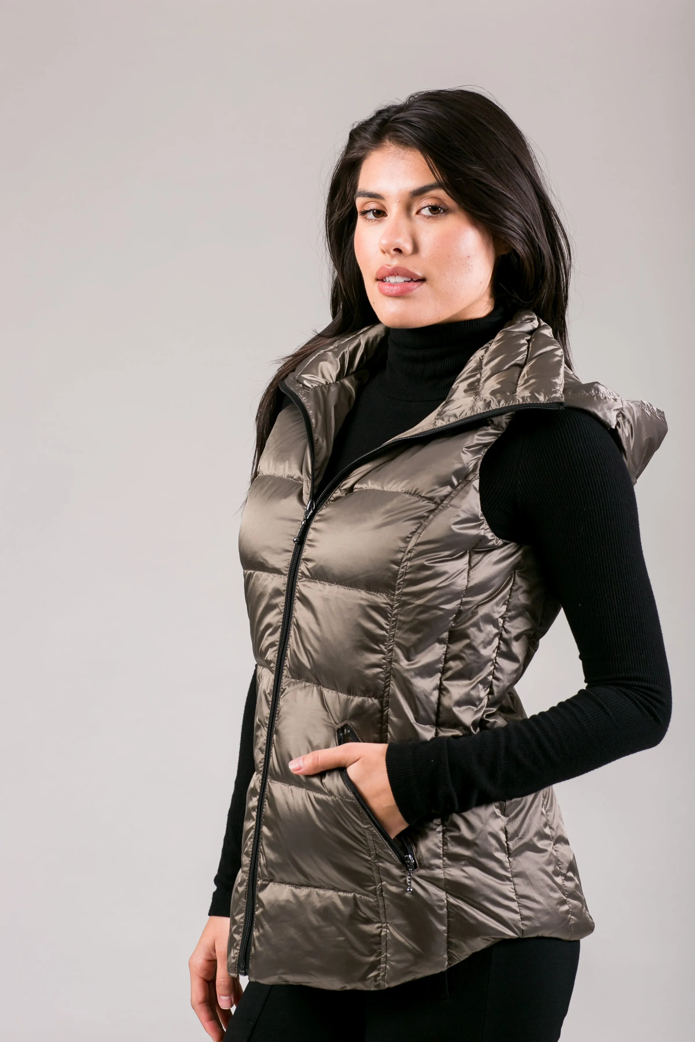 Short Metallic Down Vest