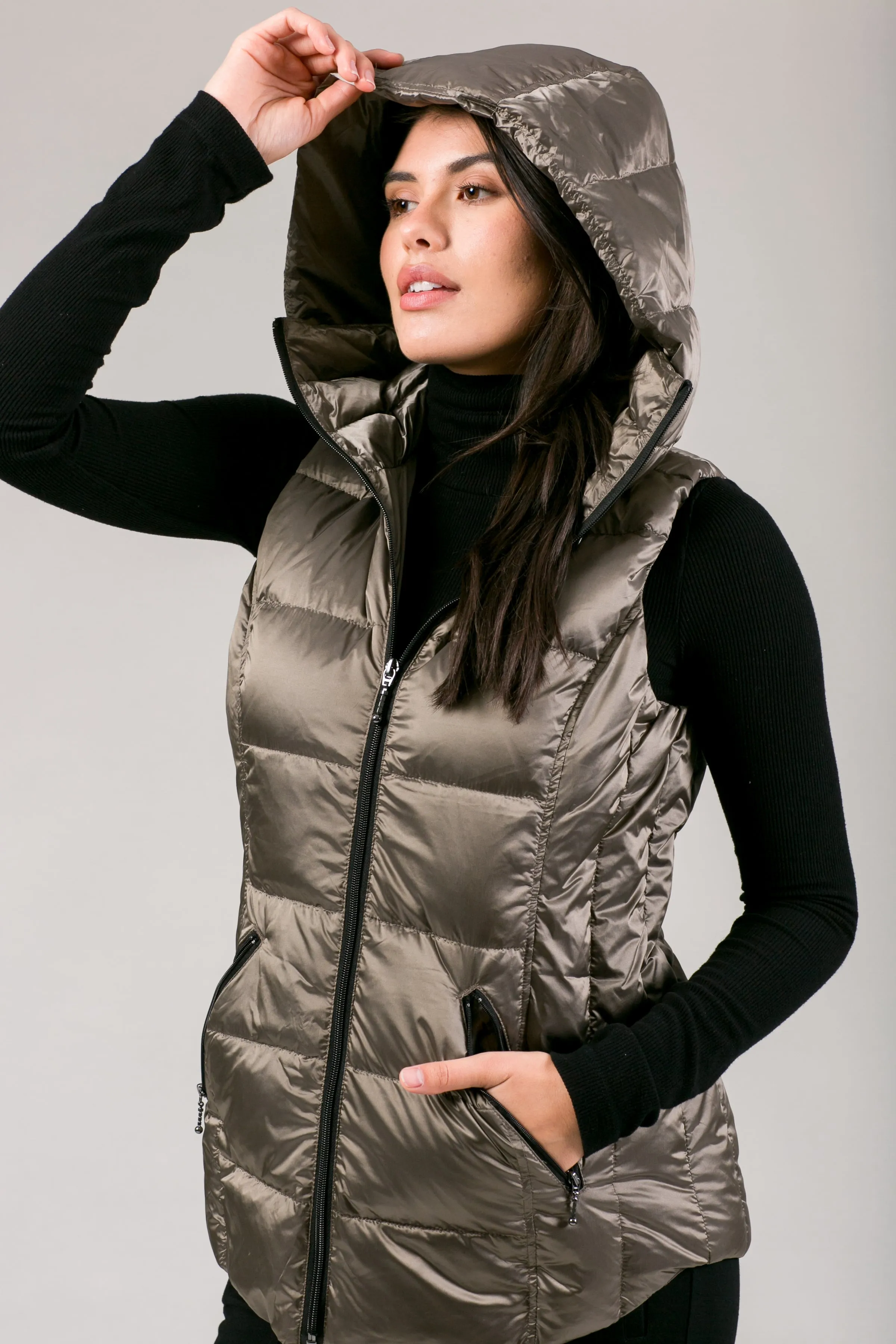 Short Metallic Down Vest