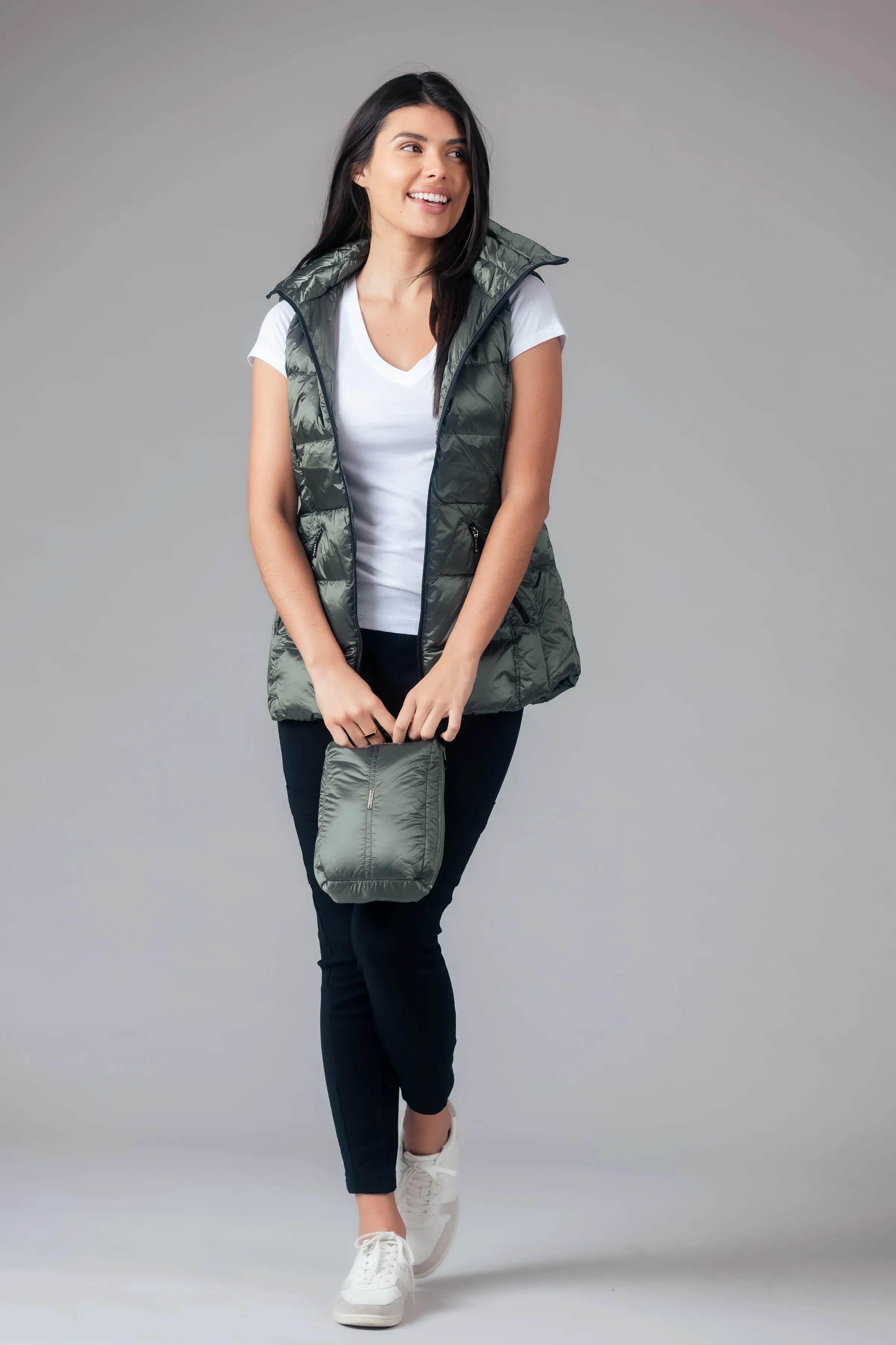 Short Metallic Down Vest